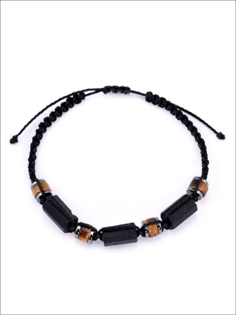 Handmade Black Tourmaline Tiger Eye Hematite Bracelet Men Teens Boys Protection